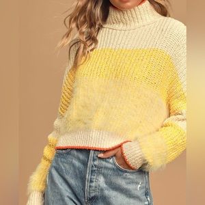 Adorable red and yellow Free People sweater